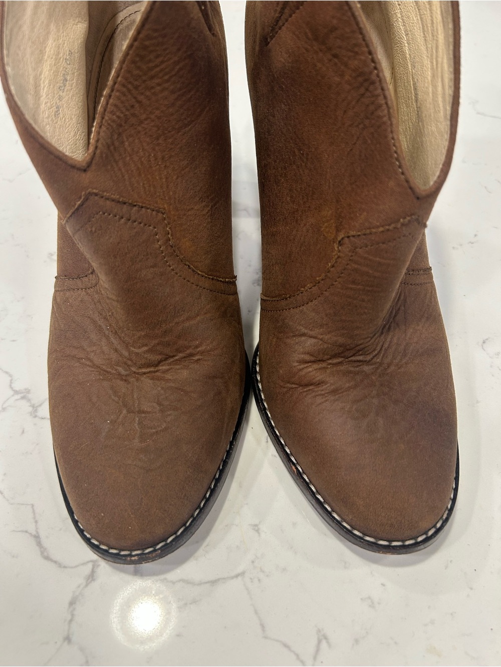 Women's Brown Leather Ankle Booties - Classic Western Style